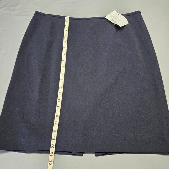 Macy's Navy Blue Suit Skirt NEW Lined Slit Zip A-Line Midi Womens Petite Size 16 - Picture 9 of 9